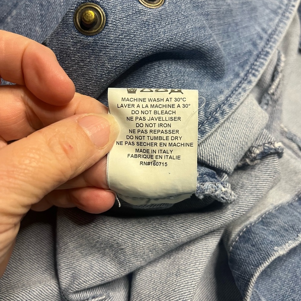 Retrofete Washed Light Blue Denim Button-Front Mini Dress - Picture 9 of 13